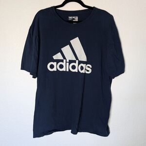 Adidas Men's Dark Blue Tee with White Logo